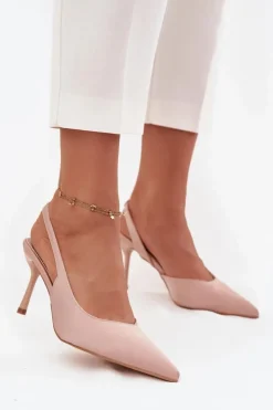 Damskie Boto Szpilki Z Odkrytymi Piętami Beżowe Lenira