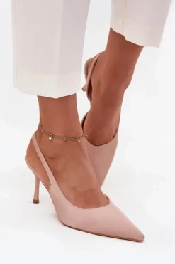 Damskie Boto Szpilki Z Odkrytymi Piętami Beżowe Lenira