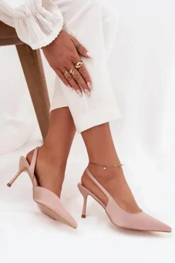 Damskie Boto Szpilki Z Odkrytymi Piętami Beżowe Lenira