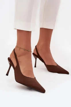 Boto Czółenka Klasyczne*Szpilki Z Odkrytymi Piętami Czekoladowe Lenira Brązowy