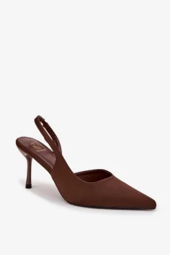 Boto Czółenka Klasyczne*Szpilki Z Odkrytymi Piętami Czekoladowe Lenira Brązowy