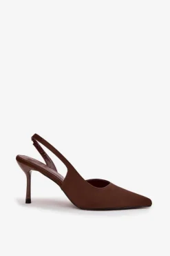 Boto Czółenka Klasyczne*Szpilki Z Odkrytymi Piętami Czekoladowe Lenira Brązowy