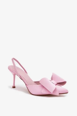 Clearance Boto Szpilki Z Odkrytymi Piętami I Kokardką Różowe Eklevia