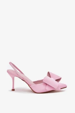 Clearance Boto Szpilki Z Odkrytymi Piętami I Kokardką Różowe Eklevia