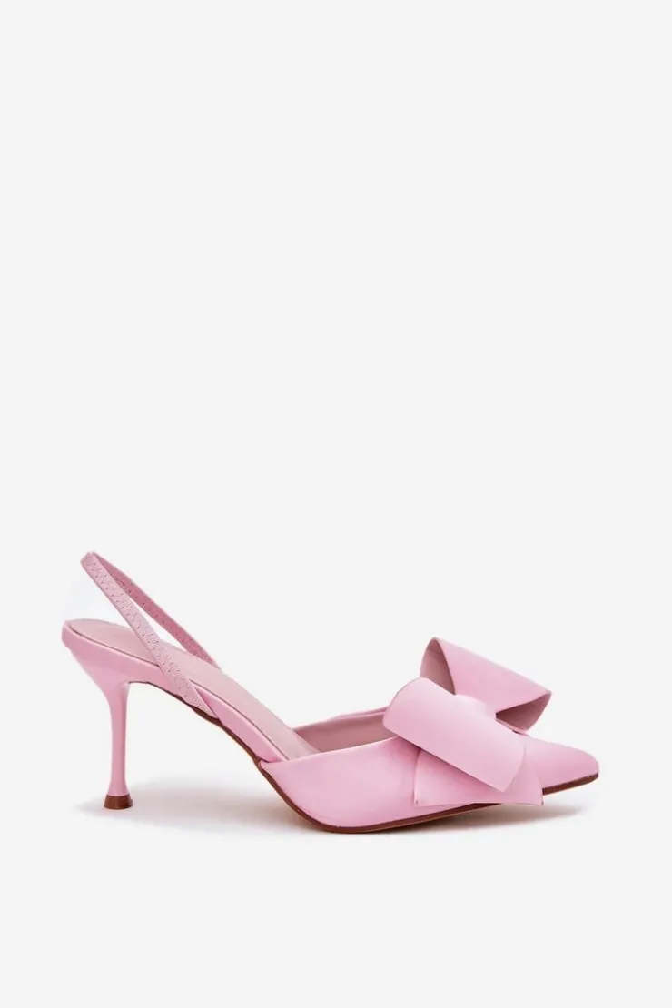 Clearance Boto Szpilki Z Odkrytymi Piętami I Kokardką Różowe Eklevia