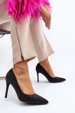 Discount Boto Szpilki Zdobione Brokatem Czarne Klonisa Czarny