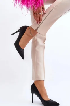 Discount Boto Szpilki Zdobione Brokatem Czarne Klonisa Czarny