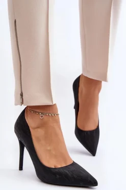 Discount Boto Szpilki Zdobione Brokatem Czarne Klonisa Czarny