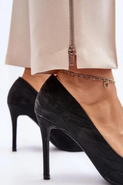 Discount Boto Szpilki Zdobione Brokatem Czarne Klonisa Czarny
