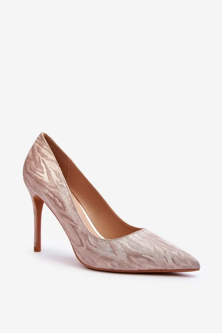 Hot Boto Szpilki Zdobione Brokatem Champagne Klonisa