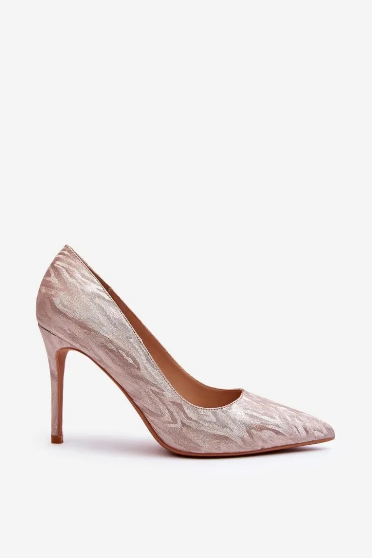 Hot Boto Szpilki Zdobione Brokatem Champagne Klonisa