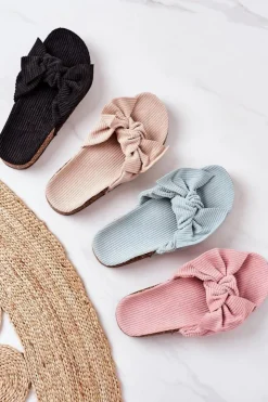 New Boto Sztruksowe Klapki Na Korku Beżowe Summertime