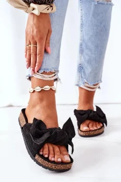 Boto Klapki Korkowe|Klapki Damskie Klasyczne*Sztruksowe Klapki Na Korku Czarne Summertime