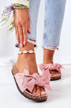 Boto Klapki Korkowe|Klapki Damskie Klasyczne*Sztruksowe Klapki Na Korku Różowe Summertime