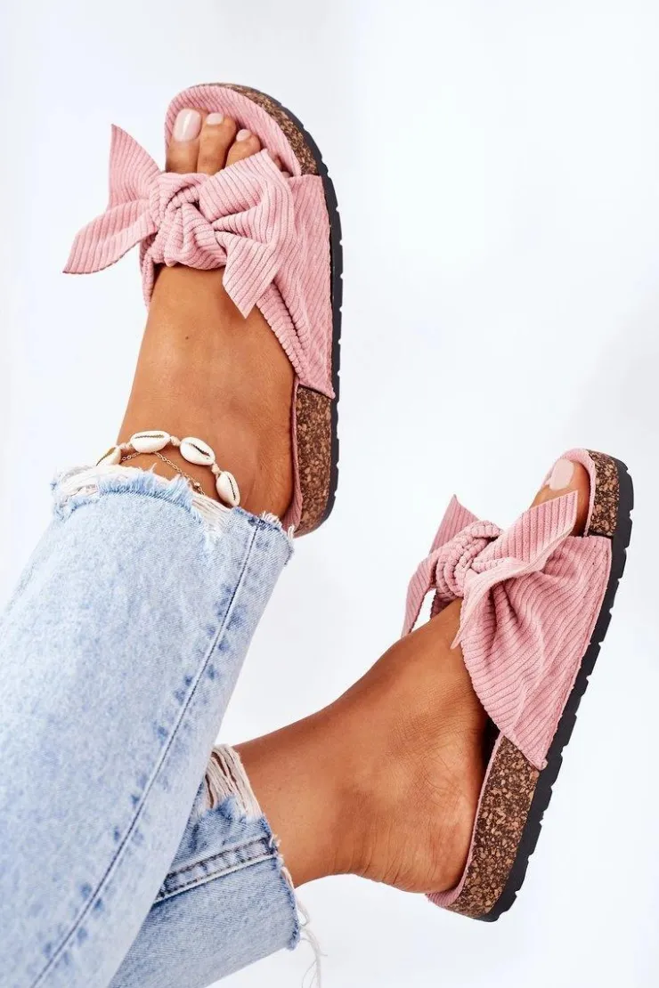 Boto Klapki Korkowe|Klapki Damskie Klasyczne*Sztruksowe Klapki Na Korku Różowe Summertime