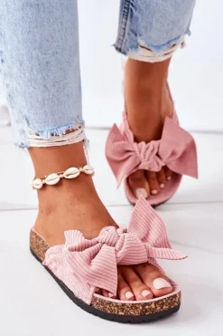 Boto Klapki Korkowe|Klapki Damskie Klasyczne*Sztruksowe Klapki Na Korku Różowe Summertime