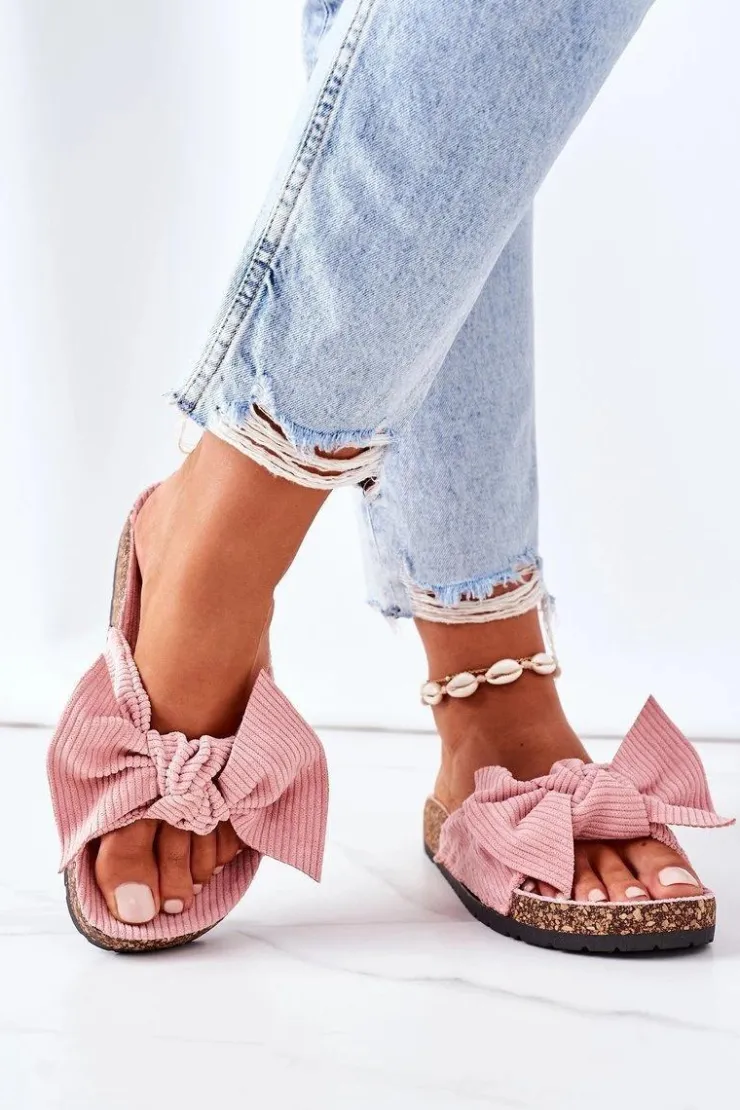 Boto Klapki Korkowe|Klapki Damskie Klasyczne*Sztruksowe Klapki Na Korku Różowe Summertime