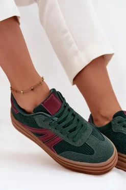 Boto Sneakersy Damskie*Sztruksowe Sneakersy Damskie Na Platformie Zielone Skye Zielony