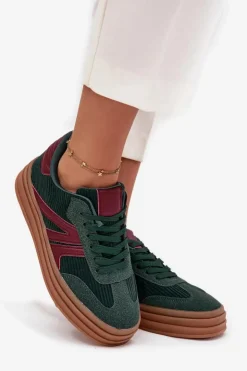 Boto Sneakersy Damskie*Sztruksowe Sneakersy Damskie Na Platformie Zielone Skye Zielony
