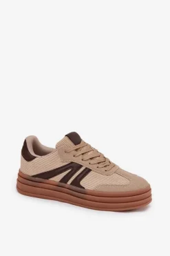 Damskie Boto Sztruksowe Sneakersy Damskie Na Platformie Beżowe Corynelle