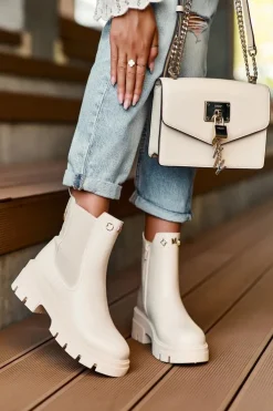 Boto Brązowe I Beżowe Botki|Botki Płaskie*Sztyblety Botki Damskie Skórzane Z Ozdobami Jasnobeżowe Lobb