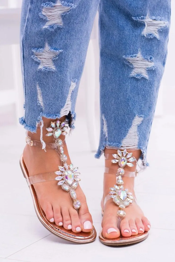 Damskie Boto Tanie Buty Lu Boo Eleganckie Złote Sandały Cyrkonie Nomire