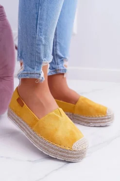 Damskie Boto Żółte Wsuwane Zamszowe Espadryle Mariako