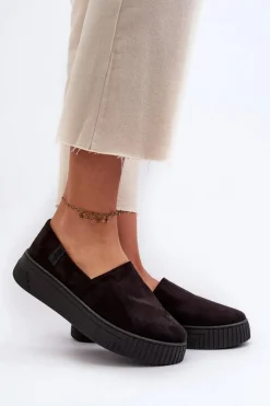 Big Star Shoes Trampki Damskie Slip-On|Trampki Damskie Big Star*Tenisówki Damskie Na Platformie NN276010 Memory Foam System Czarne