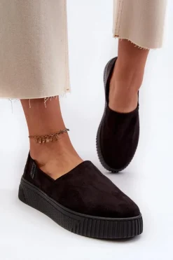 Big Star Shoes Trampki Damskie Slip-On|Trampki Damskie Big Star*Tenisówki Damskie Na Platformie NN276010 Memory Foam System Czarne