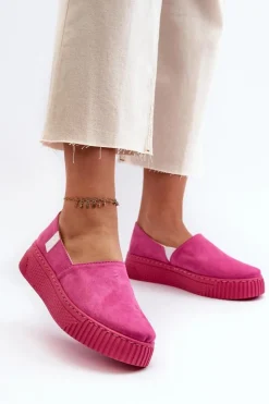 Big Star Shoes Trampki Damskie Slip-On|Trampki Damskie Big Star*Tenisówki Damskie Na Platformie NN276009 Memory Foam System Fuksja