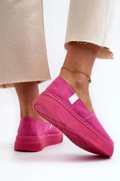 Big Star Shoes Trampki Damskie Slip-On|Trampki Damskie Big Star*Tenisówki Damskie Na Platformie NN276009 Memory Foam System Fuksja