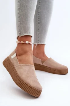 Best Big Star Shoes Tenisówki Damskie Na Platformie NN276007 Memory Foam System Beżowe