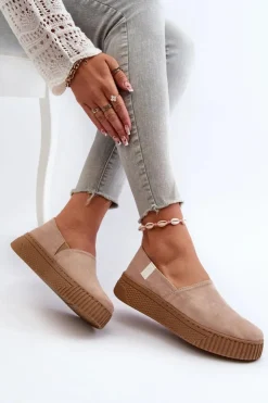 Best Big Star Shoes Tenisówki Damskie Na Platformie NN276007 Memory Foam System Beżowe