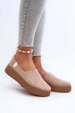 Best Big Star Shoes Tenisówki Damskie Na Platformie NN276007 Memory Foam System Beżowe