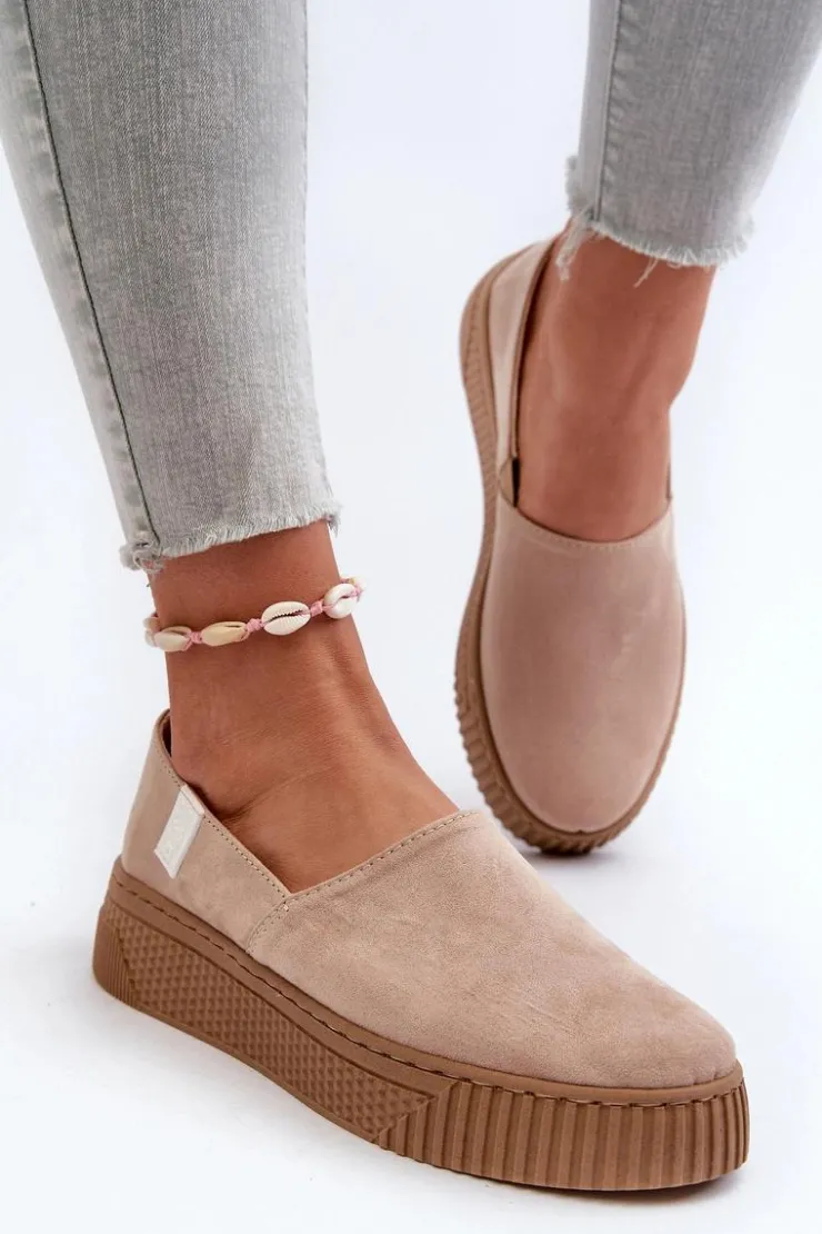 Best Big Star Shoes Tenisówki Damskie Na Platformie NN276007 Memory Foam System Beżowe