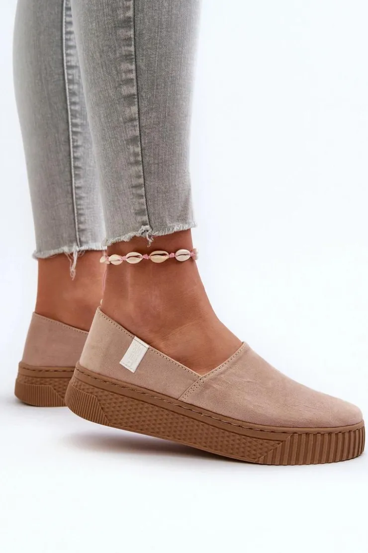 Best Big Star Shoes Tenisówki Damskie Na Platformie NN276007 Memory Foam System Beżowe