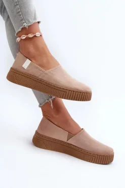 Best Big Star Shoes Tenisówki Damskie Na Platformie NN276007 Memory Foam System Beżowe