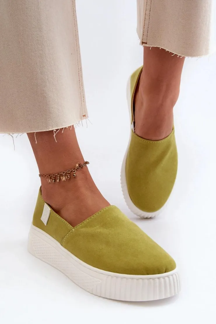 Damskie Big Star Shoes Tenisówki Damskie Na Platformie NN276008 Memory Foam System Limonkowe