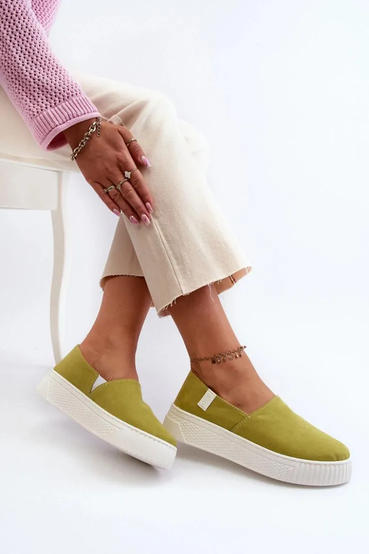 Damskie Big Star Shoes Tenisówki Damskie Na Platformie NN276008 Memory Foam System Limonkowe