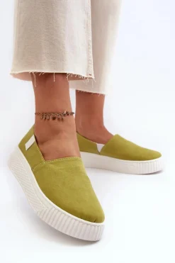 Damskie Big Star Shoes Tenisówki Damskie Na Platformie NN276008 Memory Foam System Limonkowe