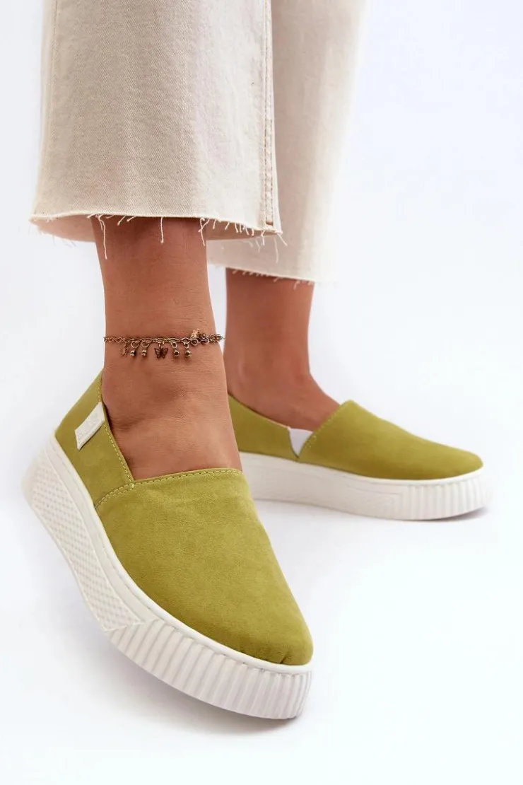 Damskie Big Star Shoes Tenisówki Damskie Na Platformie NN276008 Memory Foam System Limonkowe