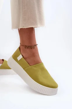 Damskie Big Star Shoes Tenisówki Damskie Na Platformie NN276008 Memory Foam System Limonkowe