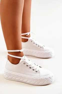 Clearance Boto Tenisówki Na Masywnej Platformie Białe Suzane