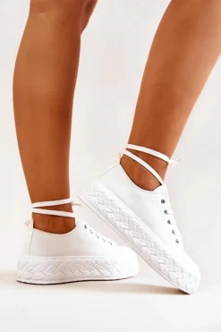 Clearance Boto Tenisówki Na Masywnej Platformie Białe Suzane