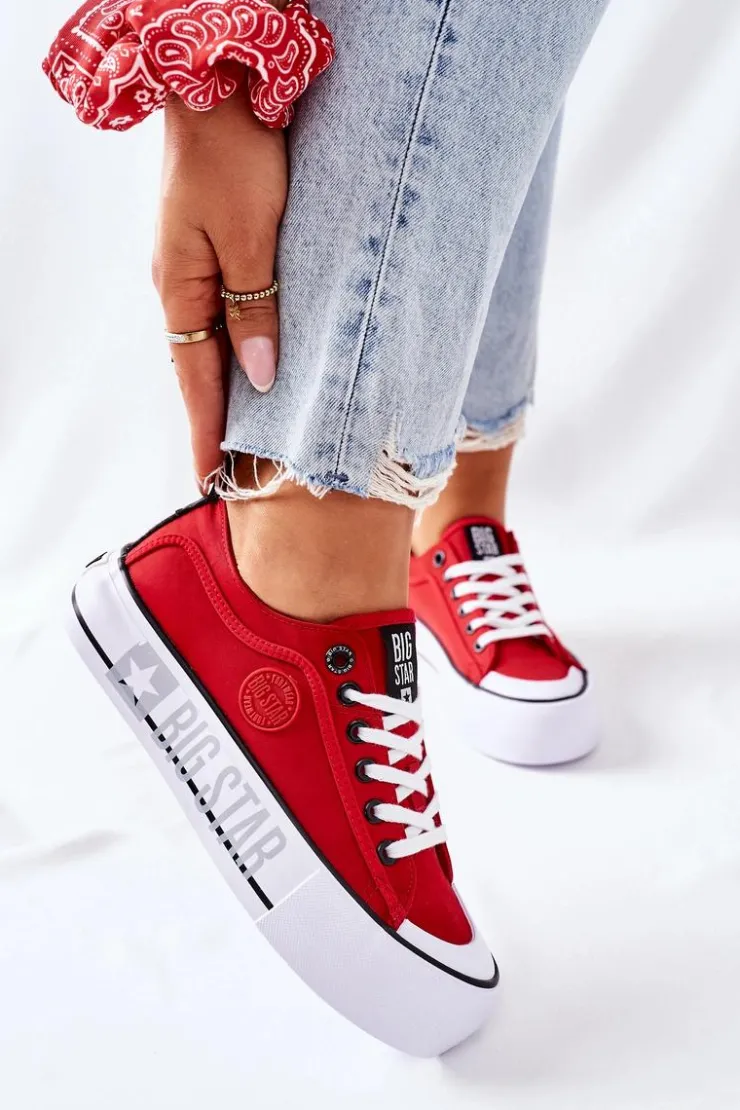 Damskie Big Star Shoes Tenisówki Na Platformie BIG STAR II274025 Czerwone