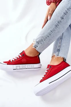 Damskie Big Star Shoes Tenisówki Na Platformie BIG STAR II274025 Czerwone