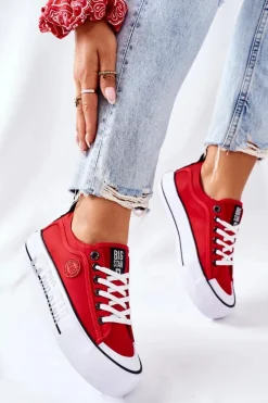 Damskie Big Star Shoes Tenisówki Na Platformie BIG STAR II274025 Czerwone