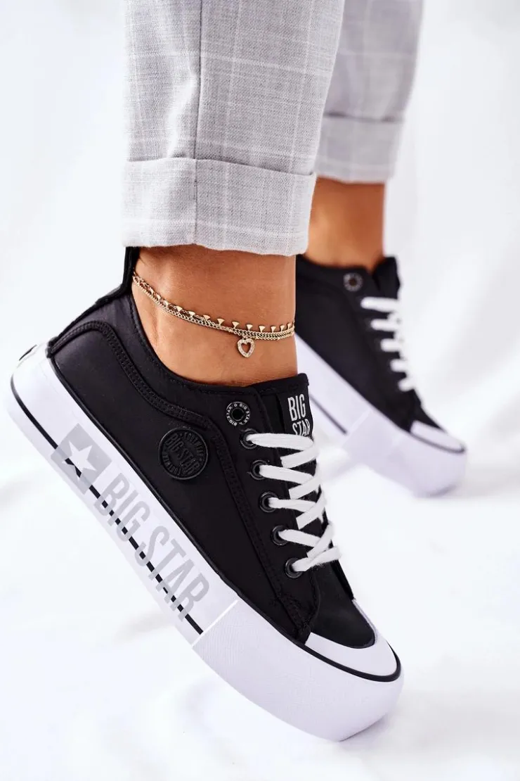 Damskie Big Star Shoes Tenisówki Na Platformie BIG STAR II274019 Czarne