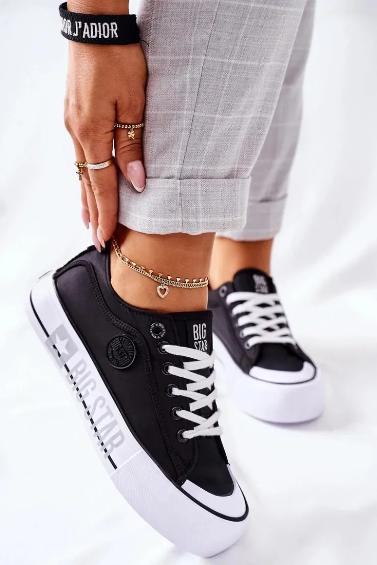 Damskie Big Star Shoes Tenisówki Na Platformie BIG STAR II274019 Czarne