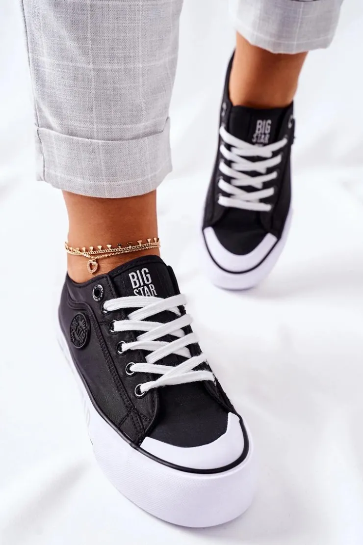 Damskie Big Star Shoes Tenisówki Na Platformie BIG STAR II274019 Czarne